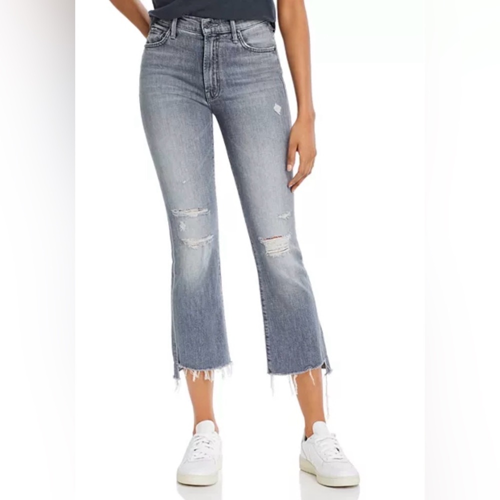 Mother The Insider Crop Step Fray jeans in the color/wash "Ace Of Spades"
